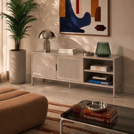 Meuble TV PANTONE métal taupe 160cm