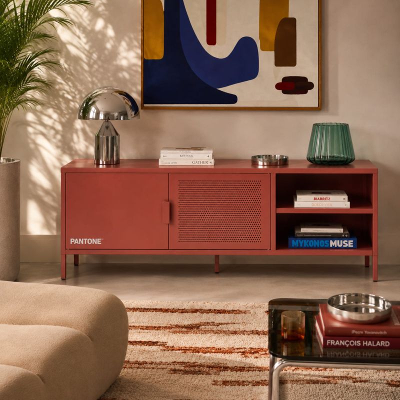 Meuble TV PANTONE métal terracotta 160cm