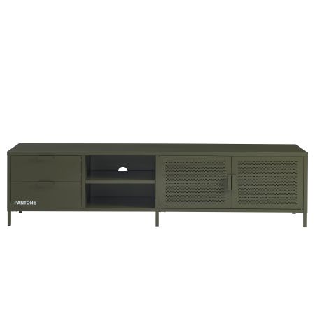 Meuble TV PANTONE métal vert olive 200cm