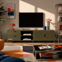 Meuble TV PANTONE métal vert olive 200cm