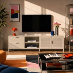 Meuble TV PANTONE métal beige sable 200cm