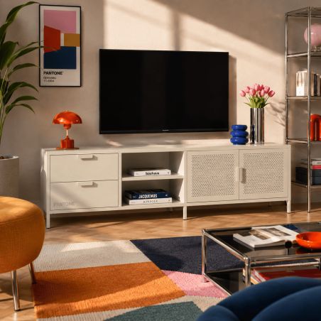 Meuble TV PANTONE métal beige sable 200cm