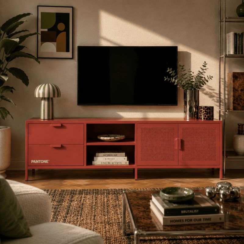 Meuble TV PANTONE métal terracotta 200cm