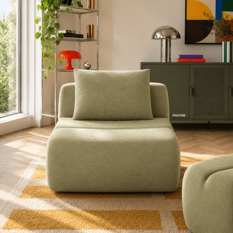 Chauffeuse PANTONE 1 place tissu vert amande