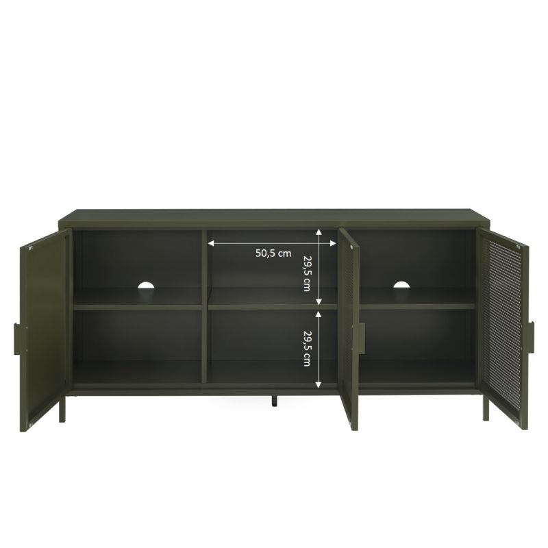 Buffet PANTONE 3 portes métal vert olive 160cm