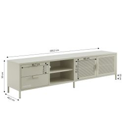 Meuble TV PANTONE métal beige sable 200cm