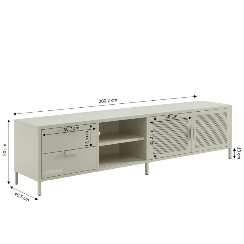 Meuble TV PANTONE métal beige sable 200cm