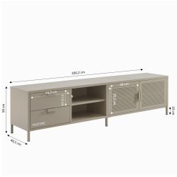 Meuble TV PANTONE métal taupe 200cm