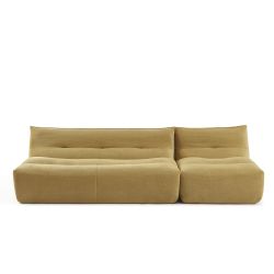 Banquette PANTONE 2 places tissu jaune moutarde