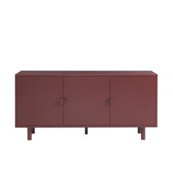 Buffet PANTONE métal bordeaux 3 portes 160cm