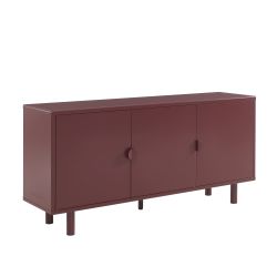 Buffet PANTONE métal bordeaux 3 portes 160cm