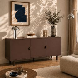 Buffet PANTONE métal marron chocolat 3 portes 160cm