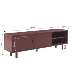 Meuble TV PANTONE métal bordeaux 180cm