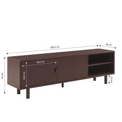 Meuble TV PANTONE métal marron chocolat 180cm