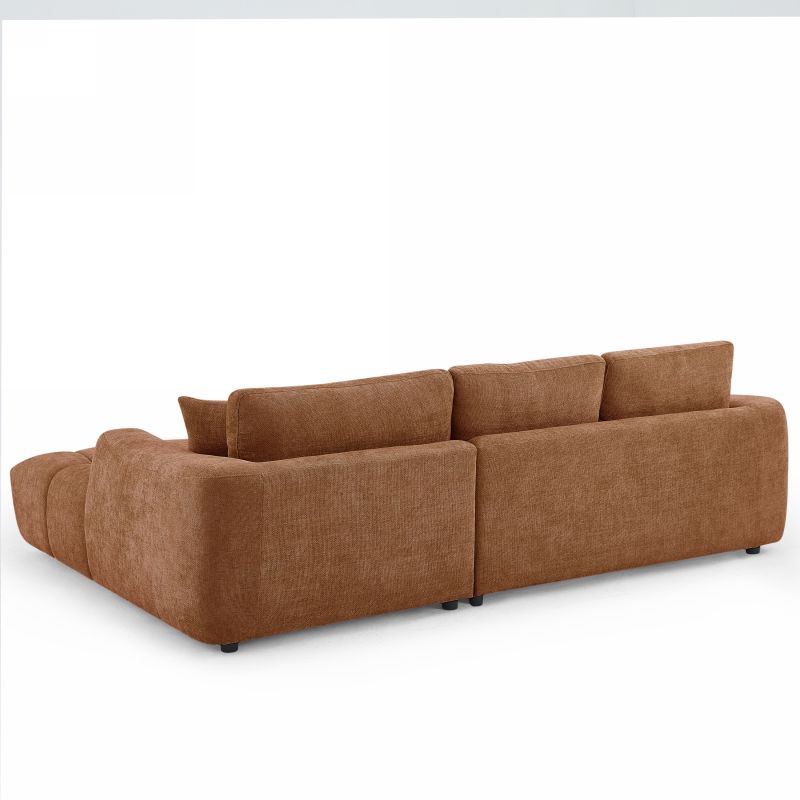 Canapé d'angle droit fixe KEREA 4 places tissu chenille terracotta