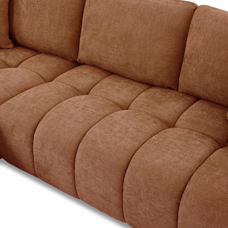 Canapé d'angle droit fixe KEREA 4 places tissu chenille terracotta
