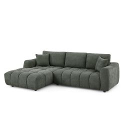 Canapé d'angle gauche fixe KEREA 4 places tissu chenille vert