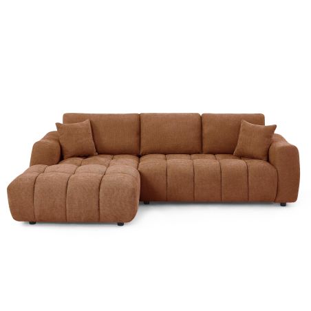 Canapé d'angle gauche fixe KEREA 4 places tissu chenille terracotta