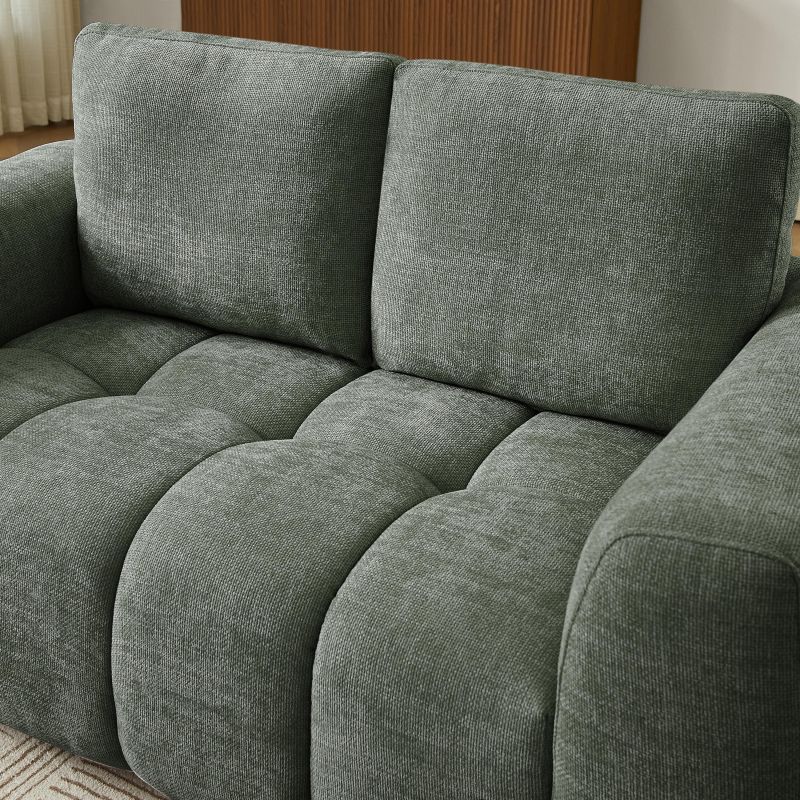 Canapé droit fixe KEREA 2 places tissu chenille vert