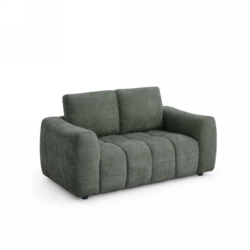 Canapé droit fixe KEREA 2 places tissu chenille vert