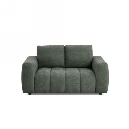 Canapé droit fixe KEREA 2 places tissu chenille vert