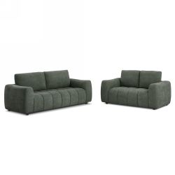 Canapé droit fixe KEREA 2 places tissu chenille vert