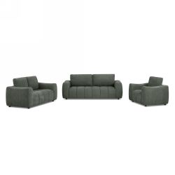 Canapé droit fixe KEREA 2 places tissu chenille vert