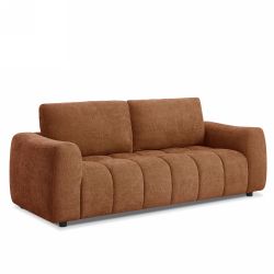 Canapé droit fixe KEREA 3 places tissu chenille terracotta