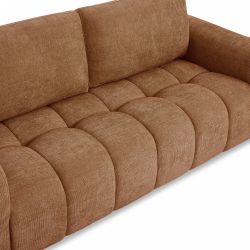 Canapé droit fixe KEREA 3 places tissu chenille terracotta