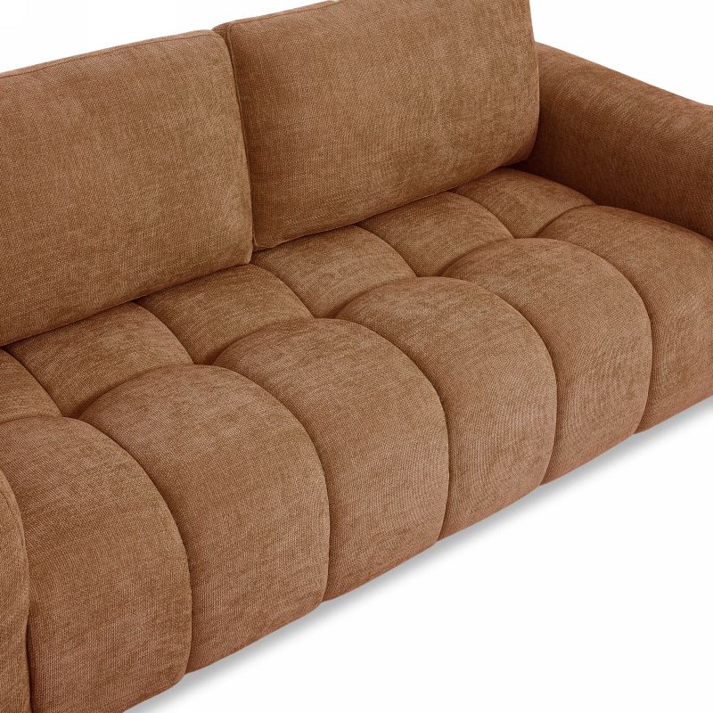 Canapé droit fixe KEREA 3 places tissu chenille terracotta