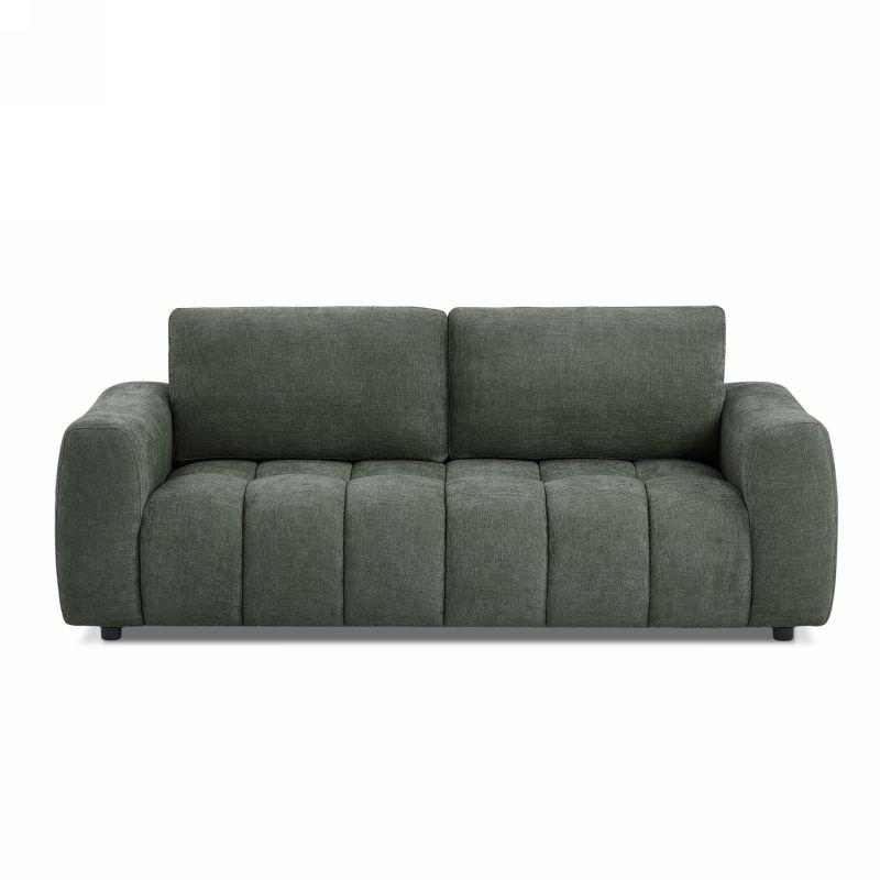 Canapé droit fixe KEREA 3 places tissu chenille vert