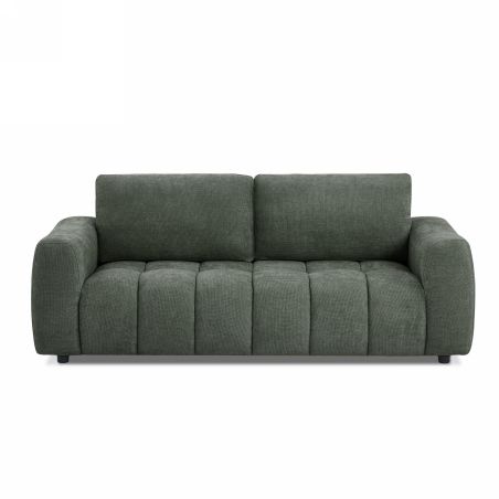 Canapé droit fixe KEREA 3 places tissu chenille vert