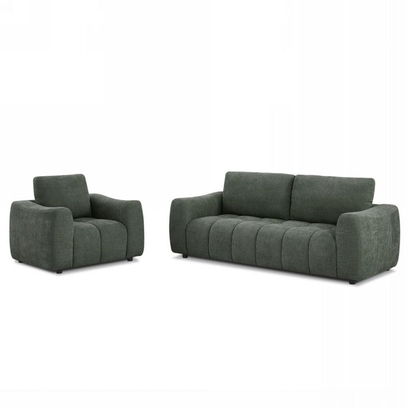 Canapé droit fixe KEREA 3 places tissu chenille vert