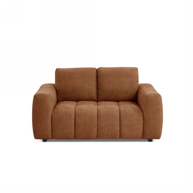 Canapé droit fixe KEREA 2 places tissu chenille terracotta