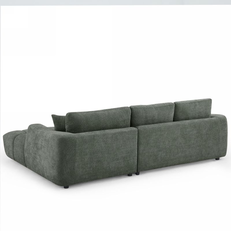 Canapé d'angle droit fixe KEREA 4 places tissu chenille vert