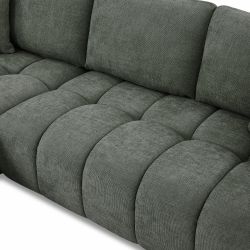 Canapé d'angle droit fixe KEREA 4 places tissu chenille vert