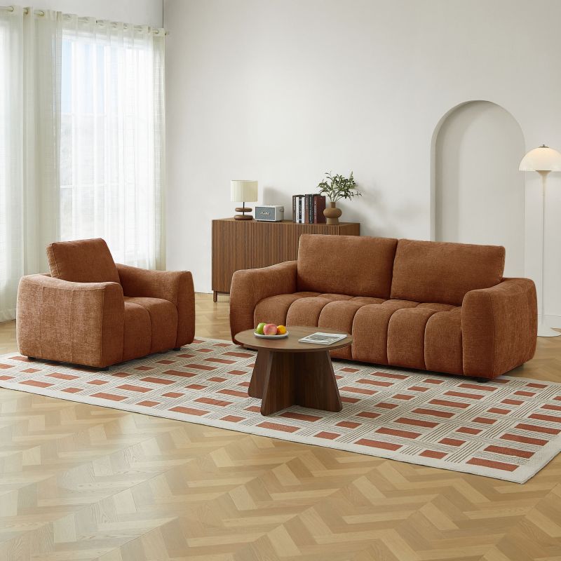 Fauteuil fixe KEREA 1 place tissu chenille terracotta