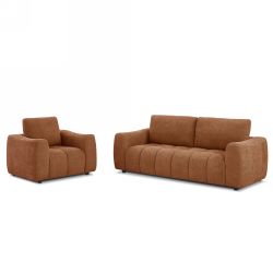 Fauteuil fixe KEREA 1 place tissu chenille terracotta