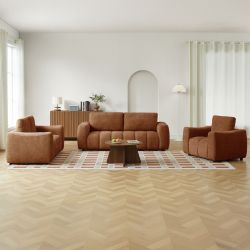 Fauteuil fixe KEREA 1 place tissu chenille terracotta