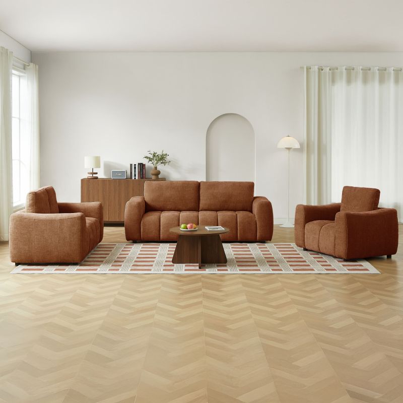 Fauteuil fixe KEREA 1 place tissu chenille terracotta