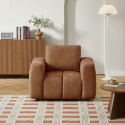 Fauteuil fixe KEREA 1 place tissu chenille terracotta