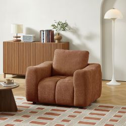 Fauteuil fixe KEREA 1 place tissu chenille terracotta