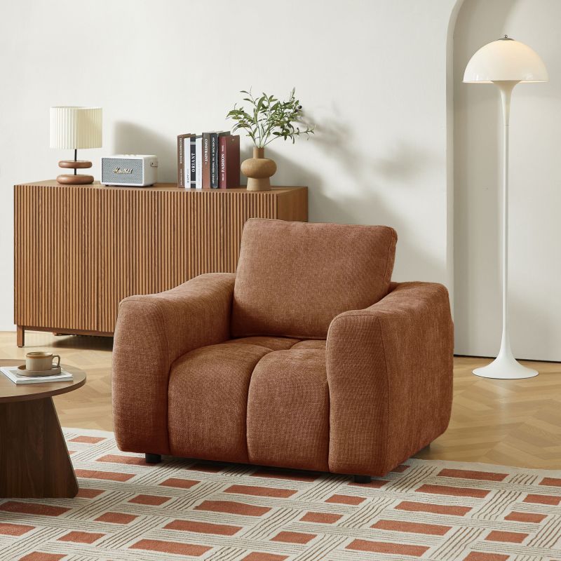 Fauteuil fixe KEREA 1 place tissu chenille terracotta