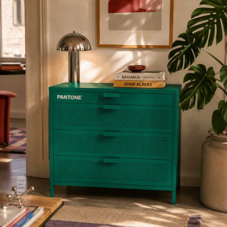 Commode PANTONE 4 tiroirs métal émeraude 80cm