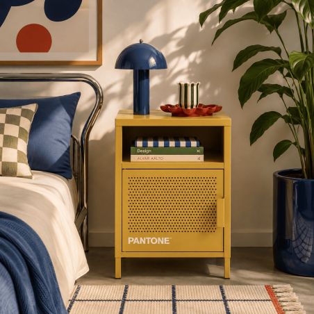 Table de chevet PANTONE métal jaune moutarde