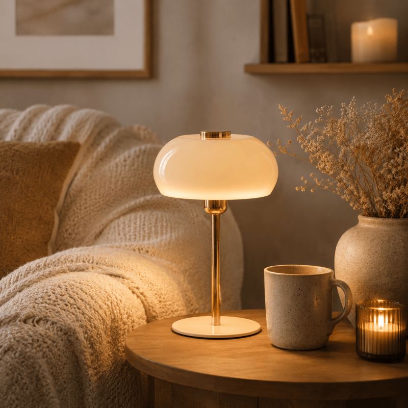 Lampe de table WILL beige brillant et doré Ø22x34 cm