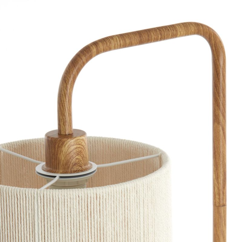 Lampadaire KELA bois et abat jour corde beige 33,5x28x155 cm