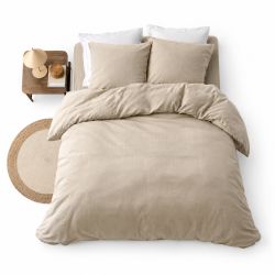 Parure de couette CLARA naturel 260x240 cm (taies d'oreillers + couette)