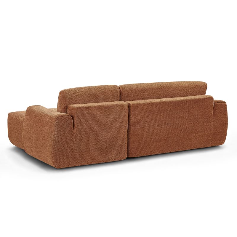 Canapé d'angle droit compressé WESTA 4 places tissu chenille terracotta