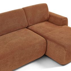 Canapé d'angle droit compressé WESTA 4 places tissu chenille terracotta